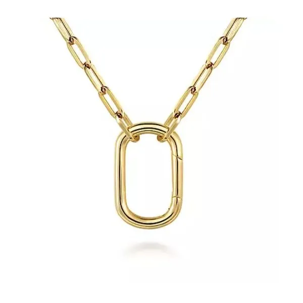 Unique Gold Clip Lock Necklace by Gabriel & Co. Root Jewelers Medford, OR