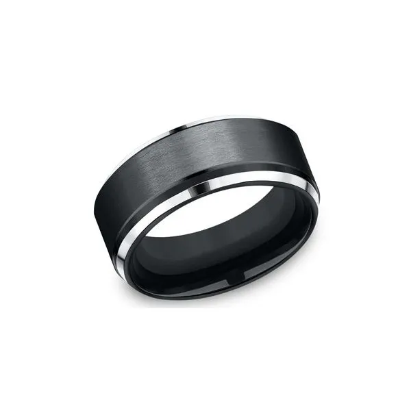 Black Cobalt Satin Finish Comfort Fit Beveled Edge Band Root Jewelers Medford, OR