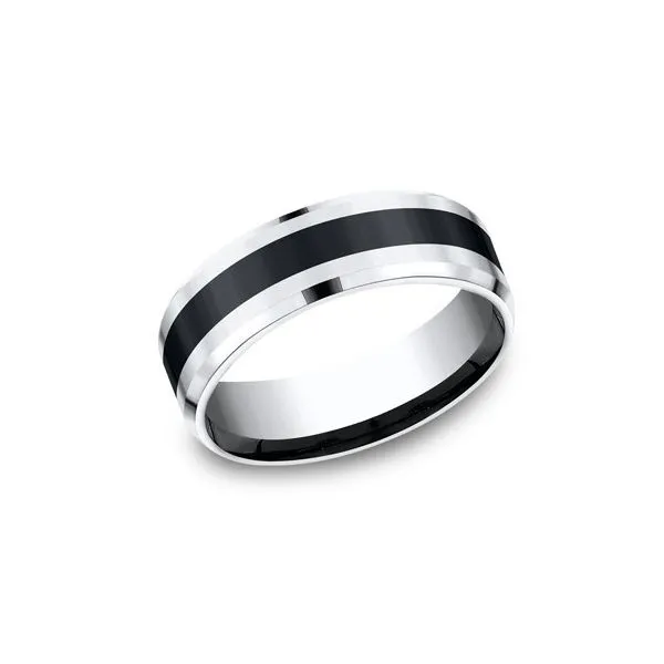 Cobalt Beveled Edge with Ceramic Inlay Band Root Jewelers Medford, OR