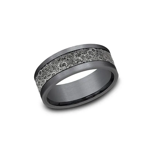 Ammara stone white gold and grey tantalum moon rock band Root Jewelers Medford, OR