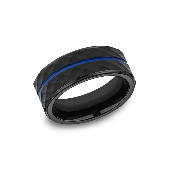 COBALT FACETED BLUE CENTER CUT BAND Root Jewelers Medford, OR
