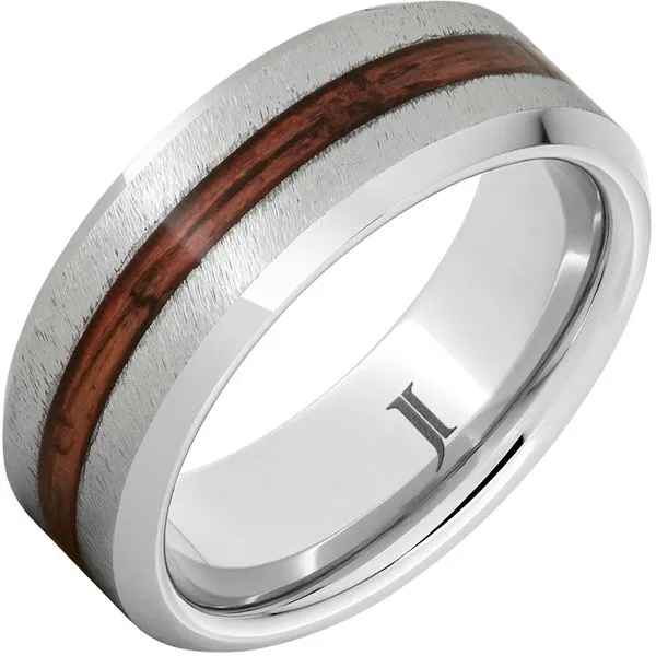 Barrel Aged™ Serinium® Ring with Cabernet Wood Inlay and Grain Finish Root Jewelers Medford, OR