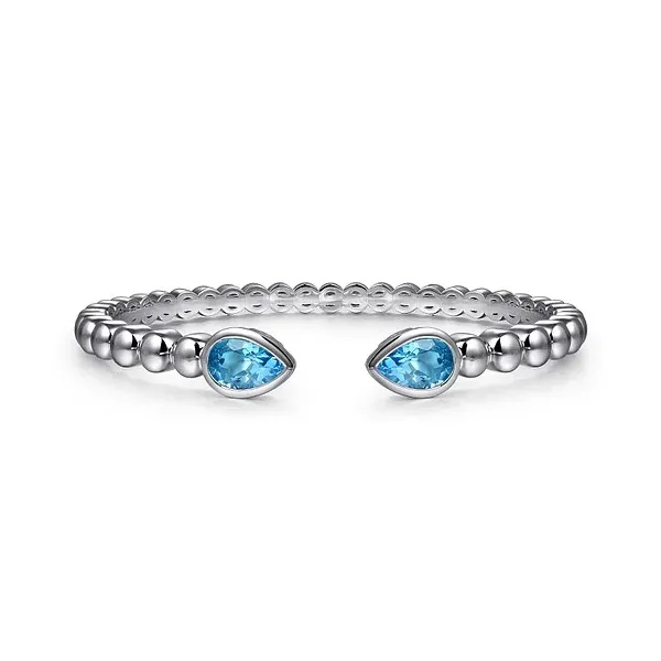 Gabriel Sterling Silver Bujukan and Pear Shape Blue Topaz Split Bangle Bracelet Root Jewelers Medford, OR