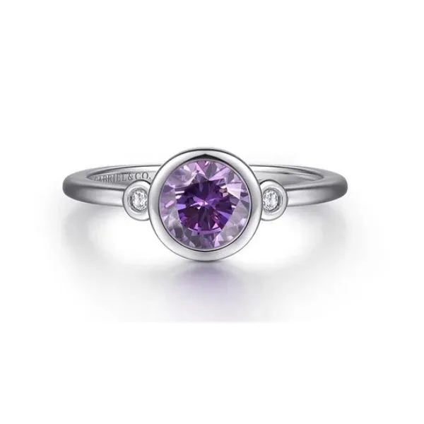 Traditional Amethyst three stone ring Root Jewelers Medford, OR