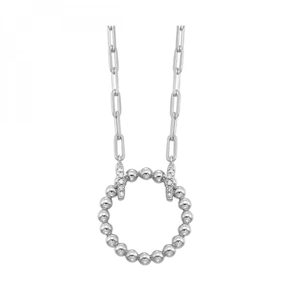 Edgy sterling silver and diamond circle pendant. Root Jewelers Medford, OR