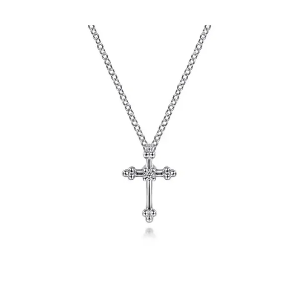 Gabriel Sterling Silver Diamond Cross Pendant Necklace Root Jewelers Medford, OR