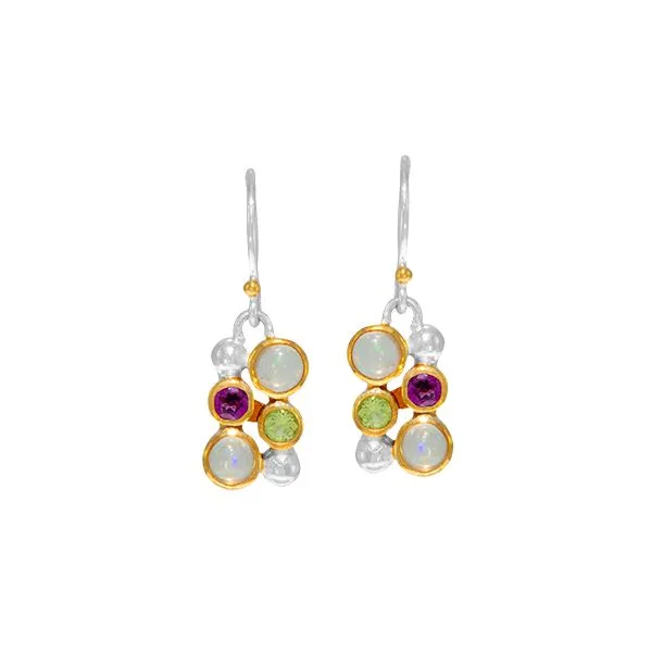 Lovely Multi-Stone Sterling Silver Bezel Set earrings Root Jewelers Medford, OR