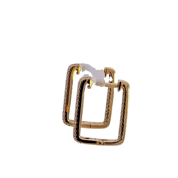 14KY Diamond Rectangular Hoop Earrings Image 4 Ross Elliott Jewelers Terre Haute, IN