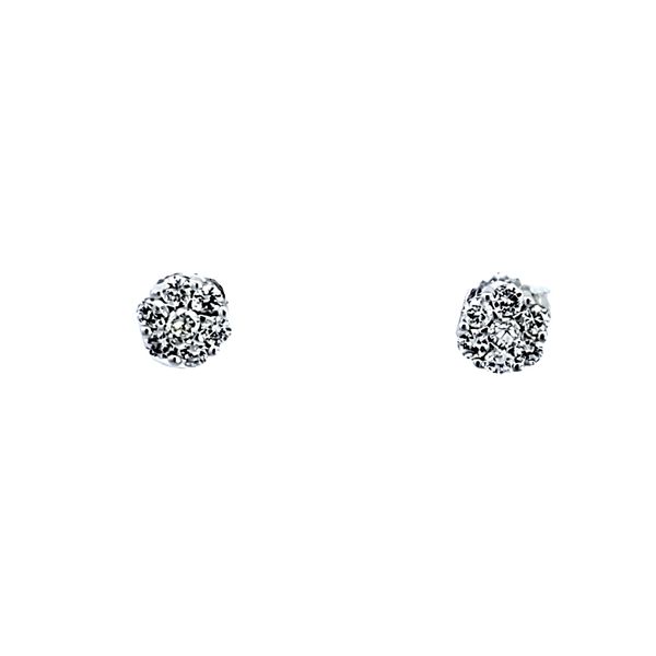 14KW Diamond Cluster Earrings Image 2 Ross Elliott Jewelers Terre Haute, IN