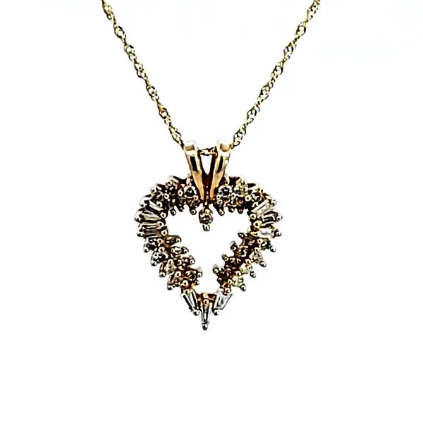 14KY Diamond Heart Pendant Image 2 Ross Elliott Jewelers Terre Haute, IN