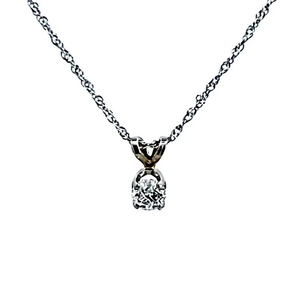 14KW Diamond Solitaire Pendant Image 2 Ross Elliott Jewelers Terre Haute, IN