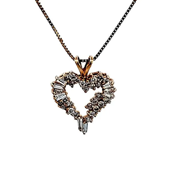 14KY Diamond Heart Pendant Image 2 Ross Elliott Jewelers Terre Haute, IN