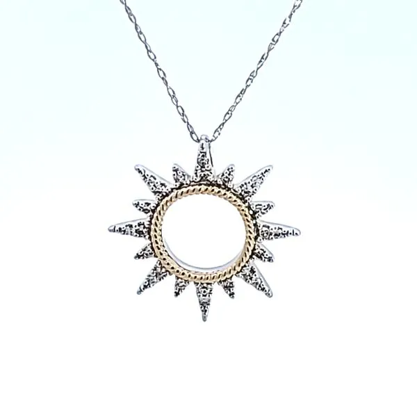 10KTT Sunburst Diamond Pendant Ross Elliott Jewelers Terre Haute, IN