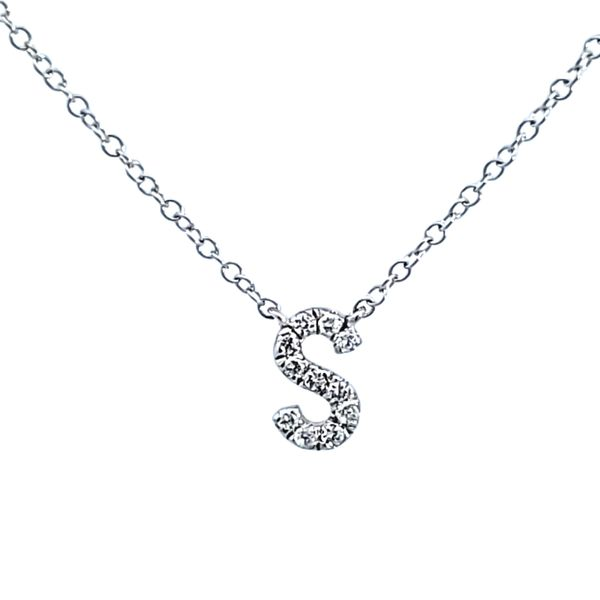 14KW Diamond Initial S Necklace Image 2 Ross Elliott Jewelers Terre Haute, IN