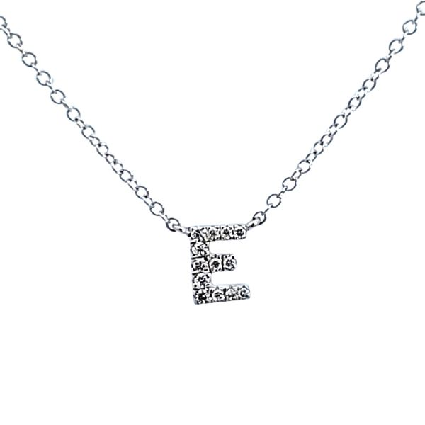 14KW Diamond Initial E Necklace Image 2 Ross Elliott Jewelers Terre Haute, IN