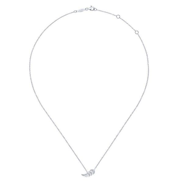 14K White Gold Diamond Leaf Pendant Necklace Image 2 Ross Elliott Jewelers Terre Haute, IN