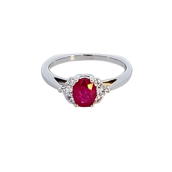 14KW Oval Ruby and Diamond Fashion Ring Image 2 Ross Elliott Jewelers Terre Haute, IN