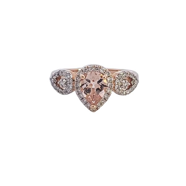 14KR Pear Pink Morganite and Diamond Ring Image 2 Ross Elliott Jewelers Terre Haute, IN