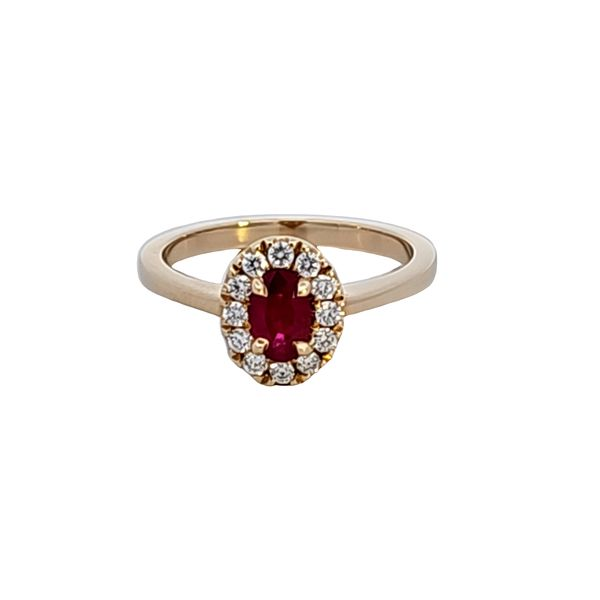14KY Oval Ruby and Diamond Fashion Ring Image 2 Ross Elliott Jewelers Terre Haute, IN