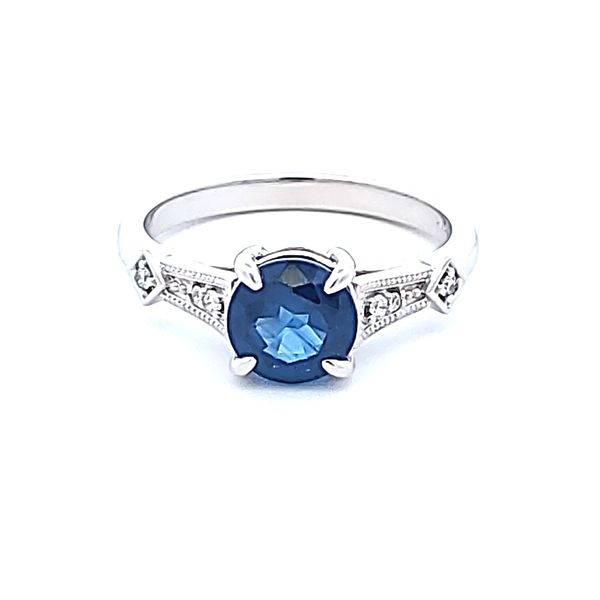 14KW Round Blue Sapphire Fashion Ring Image 2 Ross Elliott Jewelers Terre Haute, IN