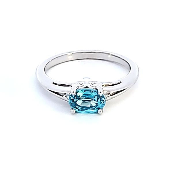 14KW Oval Blue Zircon Fashion Ring Image 2 Ross Elliott Jewelers Terre Haute, IN