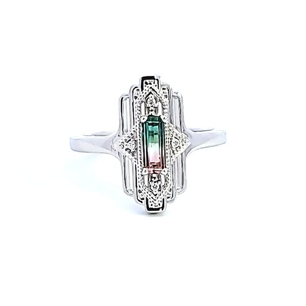 14KW Emerald Cut Bi-Color Tourmaline Fashion Ring Image 2 Ross Elliott Jewelers Terre Haute, IN