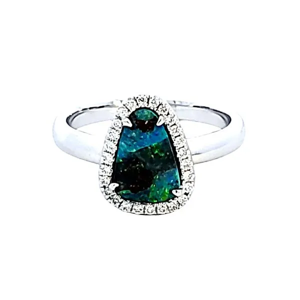 14KW Australian Opal and Diamond Fashion Ring Image 2 Ross Elliott Jewelers Terre Haute, IN