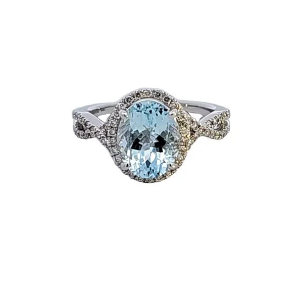 14KW Aquamarine and Diamond Ring Image 2 Ross Elliott Jewelers Terre Haute, IN