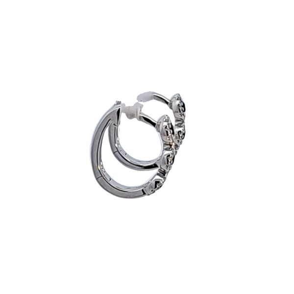 14KW Sapphire and Diamond Hoop Earrings Image 3 Ross Elliott Jewelers Terre Haute, IN