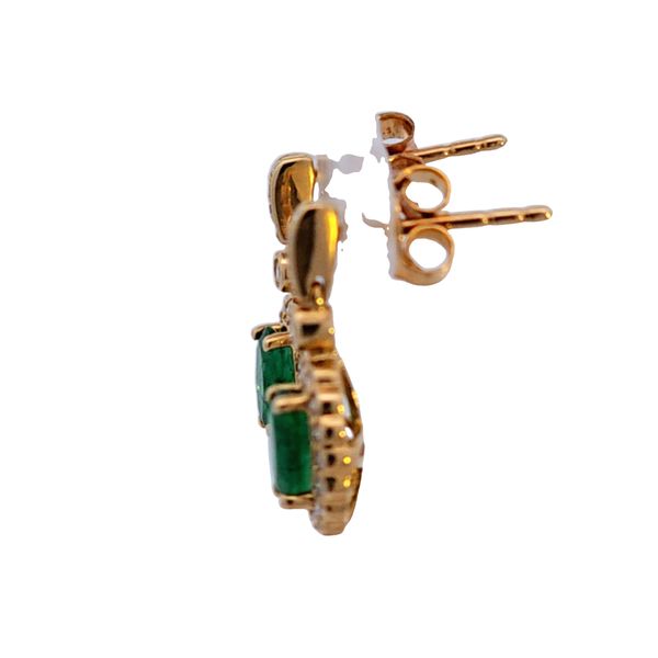 14KY Oval Emerald and Diamond Earrings Image 4 Ross Elliott Jewelers Terre Haute, IN