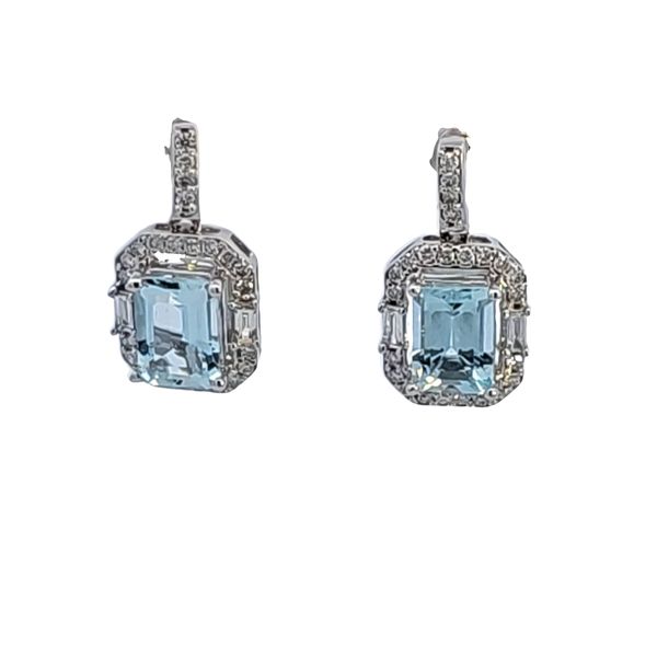14KW Aquamarine and Diamond Earrings Image 2 Ross Elliott Jewelers Terre Haute, IN