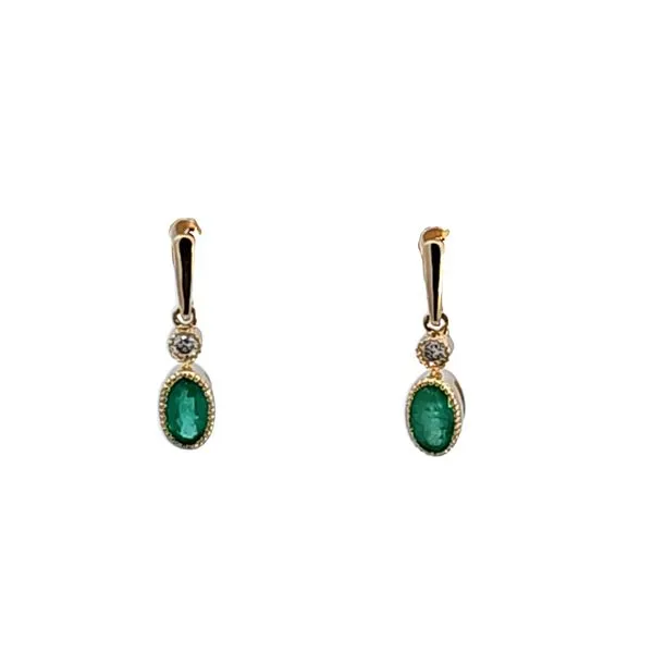 14KY Emerald and Diamond Earrings Image 2 Ross Elliott Jewelers Terre Haute, IN