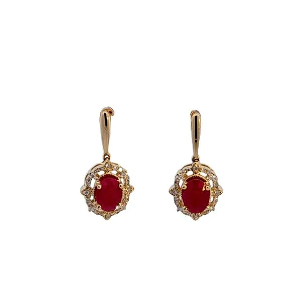 14KY Ruby and Diamond Earrings Image 2 Ross Elliott Jewelers Terre Haute, IN