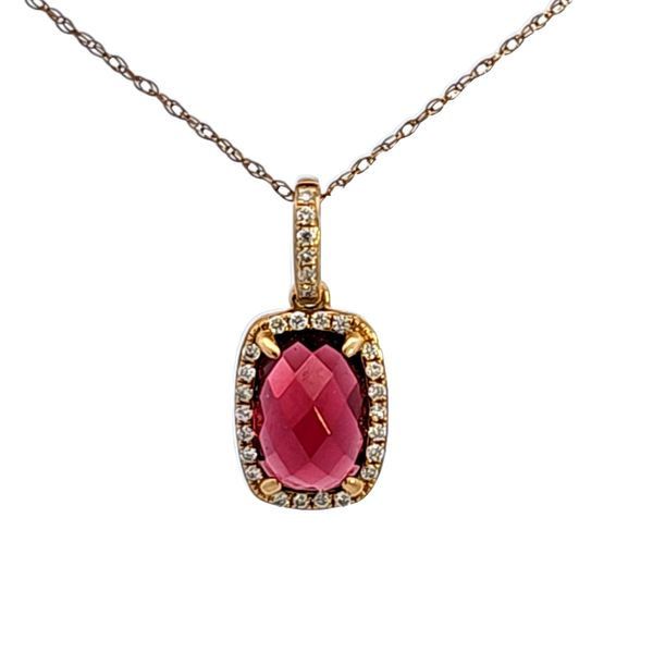 14KY Rhodolite Garnet and Diamond Pendant Image 2 Ross Elliott Jewelers Terre Haute, IN