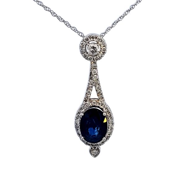 14KW Sapphire and Diamond Pendant Image 2 Ross Elliott Jewelers Terre Haute, IN