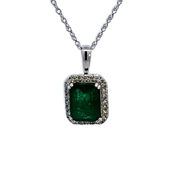 14KW Emerald and Diamond Pendant Image 2 Ross Elliott Jewelers Terre Haute, IN