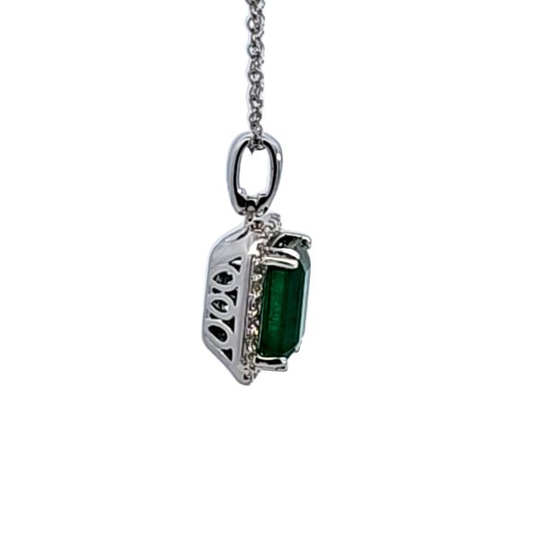 14KW Emerald and Diamond Pendant Image 3 Ross Elliott Jewelers Terre Haute, IN
