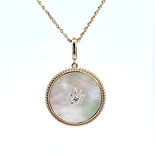 14KY Mother of Pearl Medallion Pendant Image 2 Ross Elliott Jewelers Terre Haute, IN