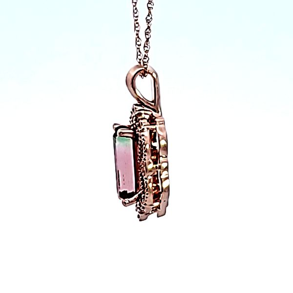 14KR Emerald Cut Bi-Color Tourmaline Pendant Image 4 Ross Elliott Jewelers Terre Haute, IN