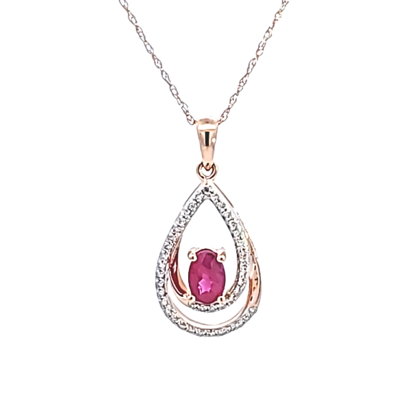14KR Ruby and Diamond Pendant Image 2 Ross Elliott Jewelers Terre Haute, IN