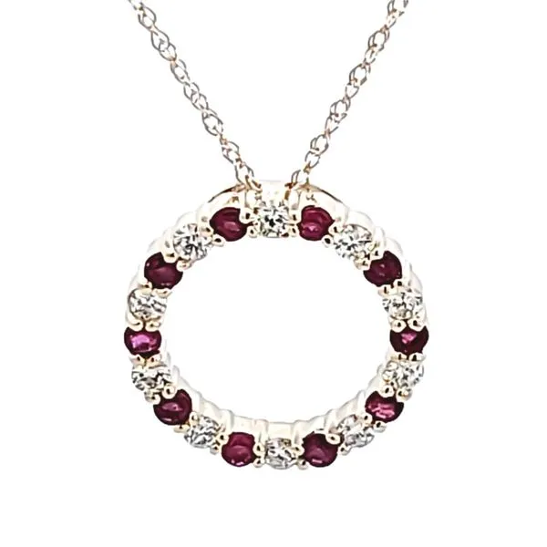 14KY Ruby and Diamond Pendant Image 2 Ross Elliott Jewelers Terre Haute, IN