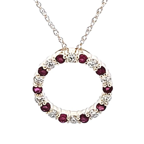 14KY Ruby and Diamond Pendant Image 2 Ross Elliott Jewelers Terre Haute, IN