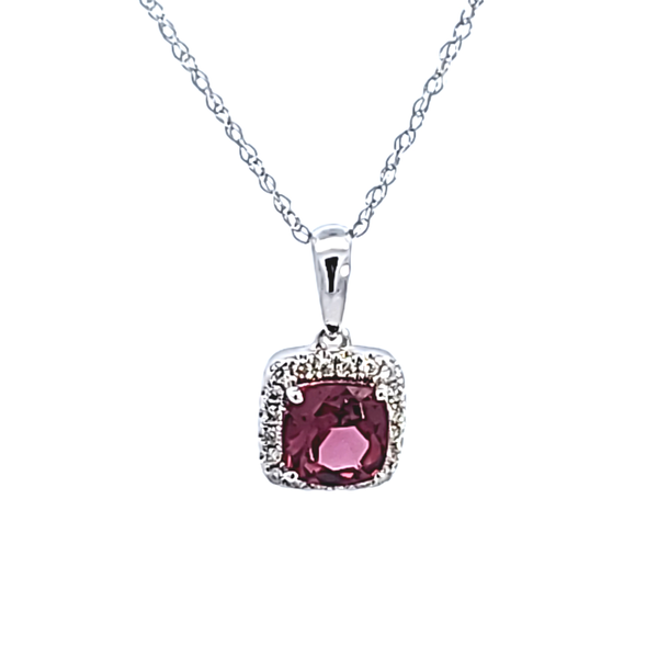 14KW Garnet and Diamond Pendant Image 2 Ross Elliott Jewelers Terre Haute, IN