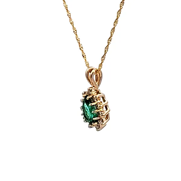 14KY Pear Emerald and Diamond Pendant Image 4 Ross Elliott Jewelers Terre Haute, IN