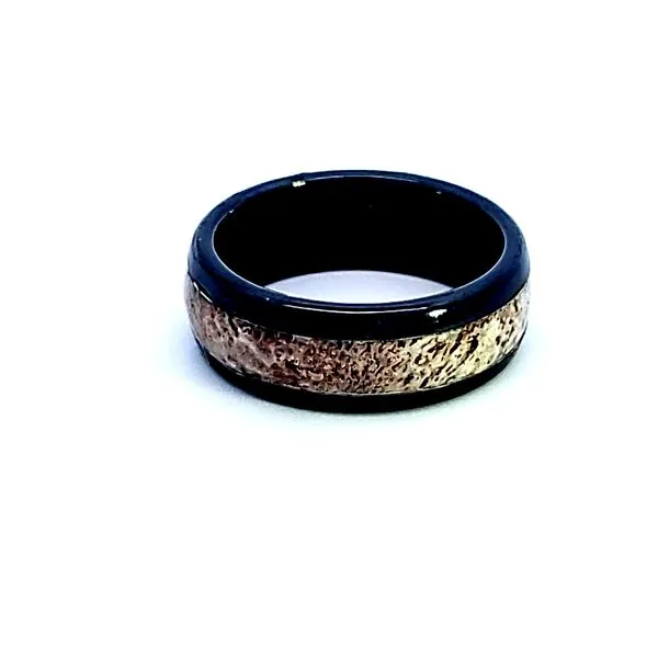 Black Ceramic Antler Inlay Wedding Band Image 3 Ross Elliott Jewelers Terre Haute, IN