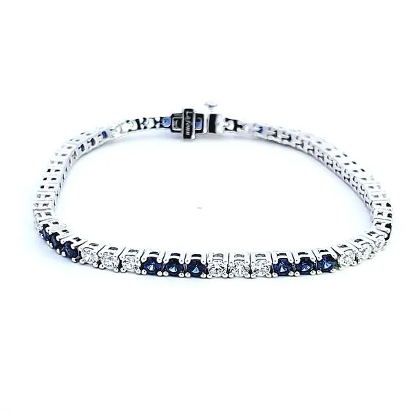 Sterling Silver and Platinum CZ and Synthetic Sapphire Bracelet Image 2 Ross Elliott Jewelers Terre Haute, IN