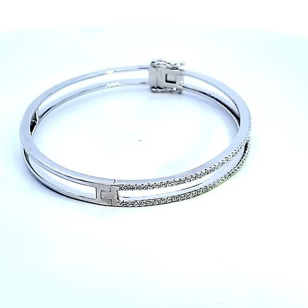 Sterling Silver Double Line Bangle Bracelet Image 3 Ross Elliott Jewelers Terre Haute, IN