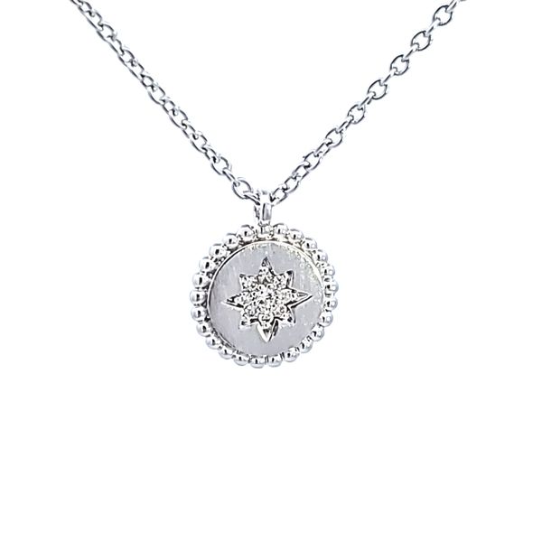 Sterling Silver Round Star Charm Necklace Image 2 Ross Elliott Jewelers Terre Haute, IN