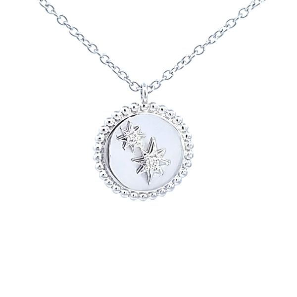 Sterling Silver Double Star Charm Necklace Image 2 Ross Elliott Jewelers Terre Haute, IN