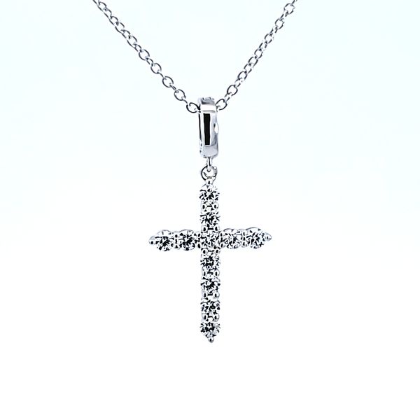 Sterling Silver CZ Cross Pendant Image 2 Ross Elliott Jewelers Terre Haute, IN